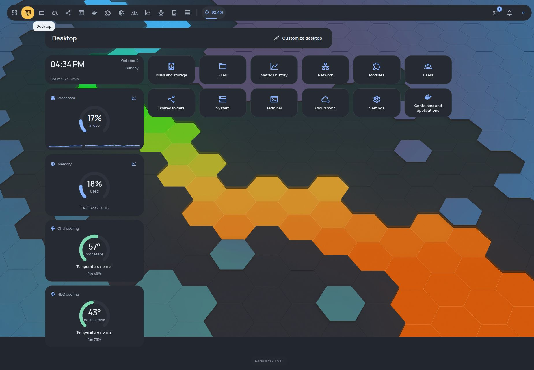 The new Home desktop · live widgets, shortcuts and background tasks · Dark