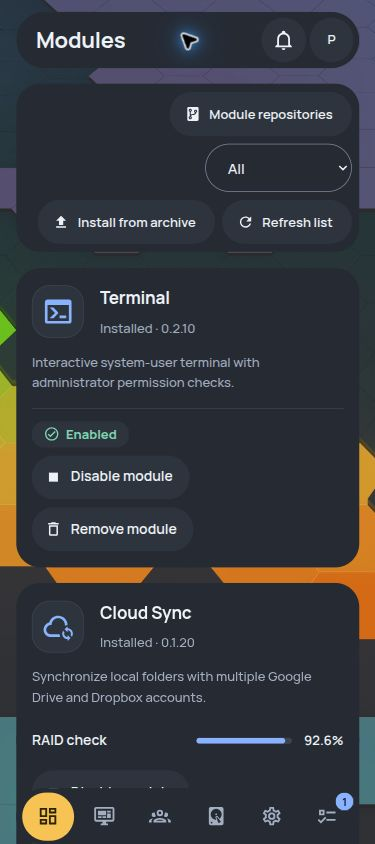 Phone layout · Modules at 390 px width · Dark