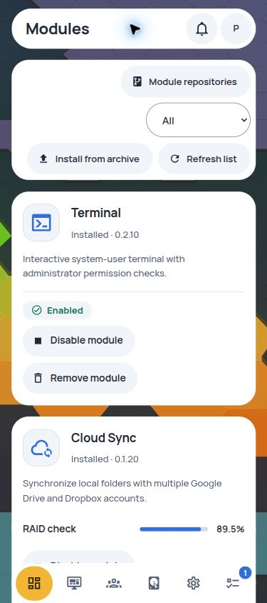 Phone layout · Modules at 390 px width · Light